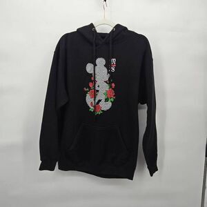 Disney Neff Mickey Mouse Hoodie Size Medium Black Roses Flawed